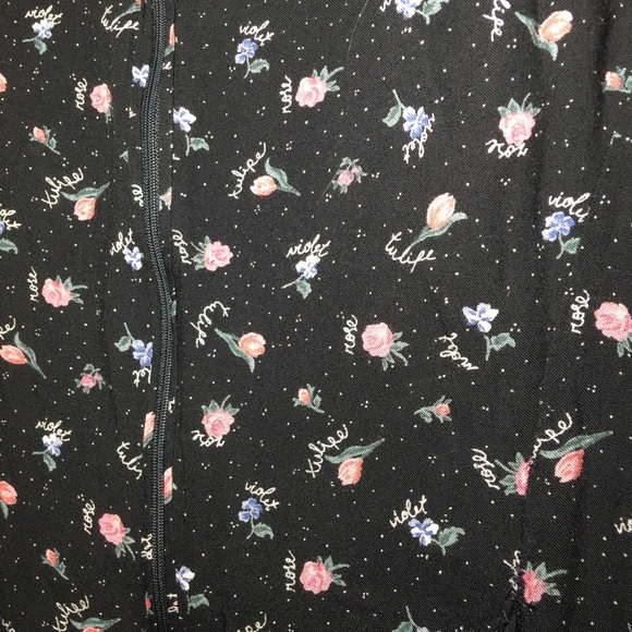 Vintage Jeffrey and Dara by Linda Hutley Flowy Black Floral Jumpsuit w/ Pockets - Picture 5 of 8